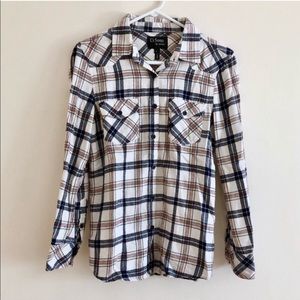 Ci Sono By Cavalini White Plaid Button Down Shirt
